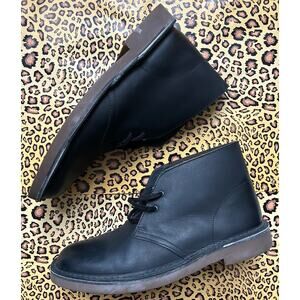 Mens Clarks Desert Chukka Boots Sz 9 Used Black Leather 15522 Classic Casual